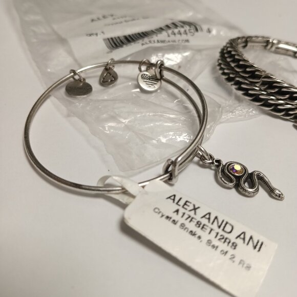 ALEX AND ANI CRYSTAL SNAKE SET OF TWO BRACELETS - Picture 1 of 4